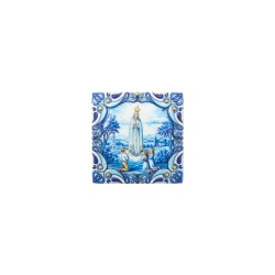 Quadro/Placa Imit. Azulejo C/ Ap. e Santuário Fátima 12x12cm