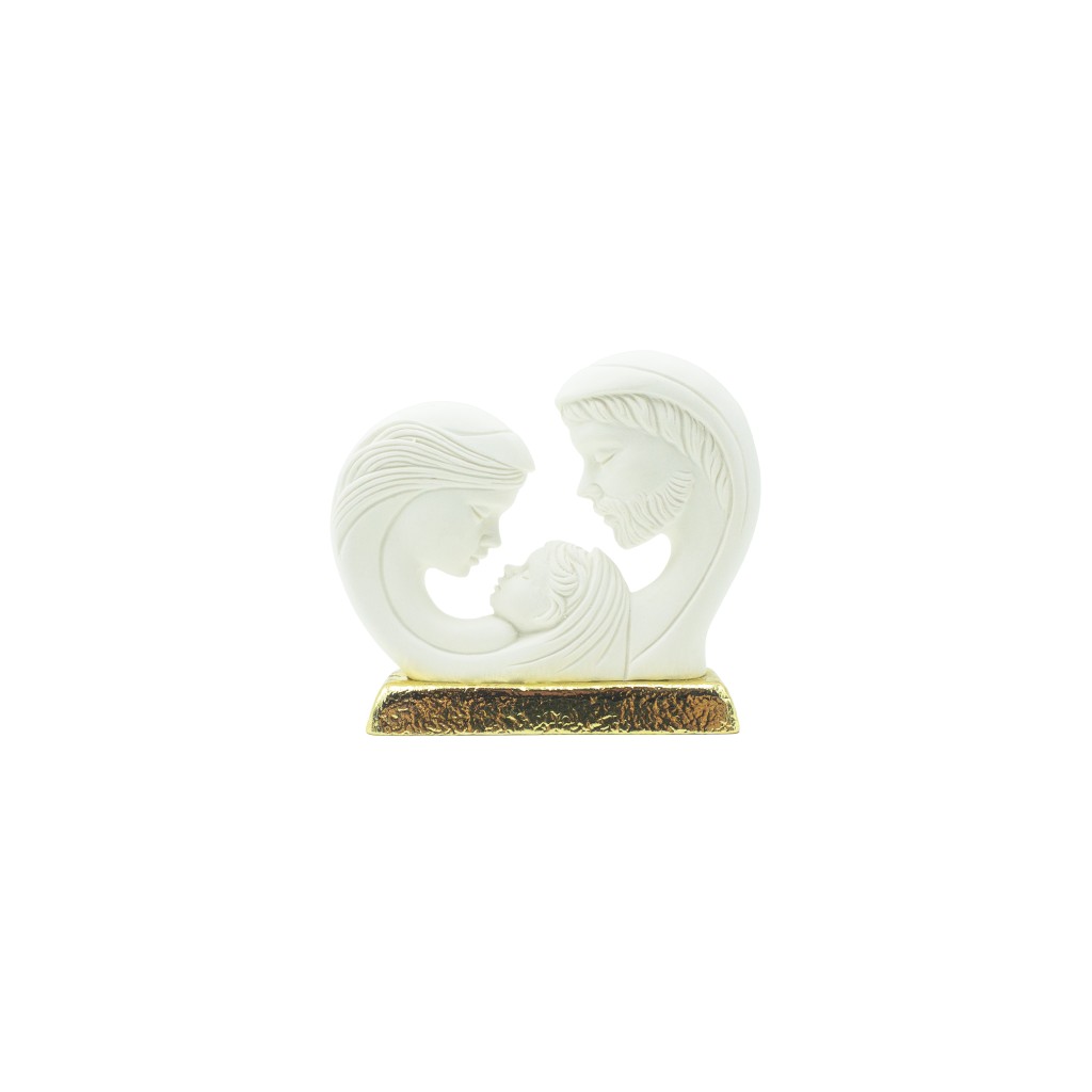 Sagrada Família Branca C/ Base Dourada 8cm
