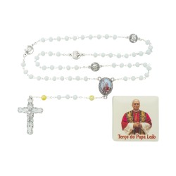 Terço do Papa Leão Cristal C/ Oração Cx. Ilustrada Terço do Papa Leão Cristal C/ Oração Cx. Ilustrada