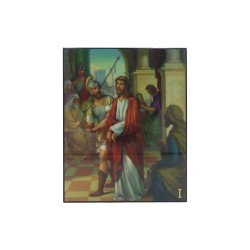 Via Sacra Madeira Colorida C/ Nº Estações Dourado Via Sacra Madeira Colorida C/ Nº Estações Dourado