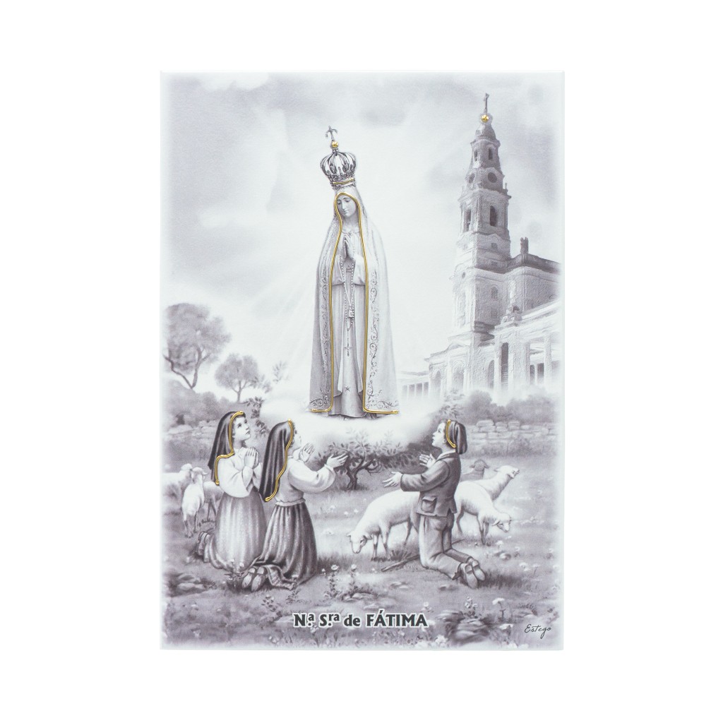 Quadro/ Placa C/ Aparição e Santuário P/B 23x33cm