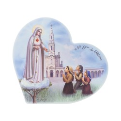 Quadro/ Placa Coração C/ Aparição de Fátima 36x33cm Quadro/ Placa Coração C/ Aparição de Fátima 36x33cm