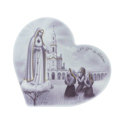 Quadro/ Placa Coração C/ Aparição de Fátima P/B 36x33cm Quadro/ Placa Coração C/ Aparição de Fátima P/B 36x33cm