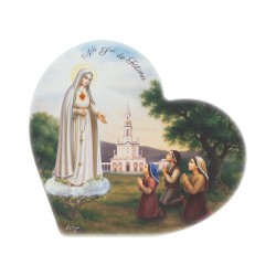 Quadro/ Placa Coração C/ Aparição de Fátima 36x33cm Quadro/ Placa Coração C/ Aparição de Fátima 36x33cm
