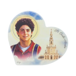 Placa Coração S. Carlo Acutis + Santuário Fátima 36x33cm Placa Coração S. Carlo Acutis + Santuário Fátima 36x33cm