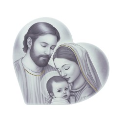 Coração C/ Sagrada Família P/B 36x33cm Coração C/ Sagrada Família P/B 36x33cm