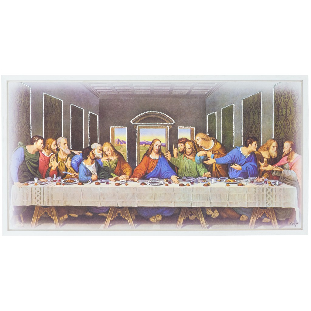 Quadro Duplo Última Ceia Colorida 80x43cm