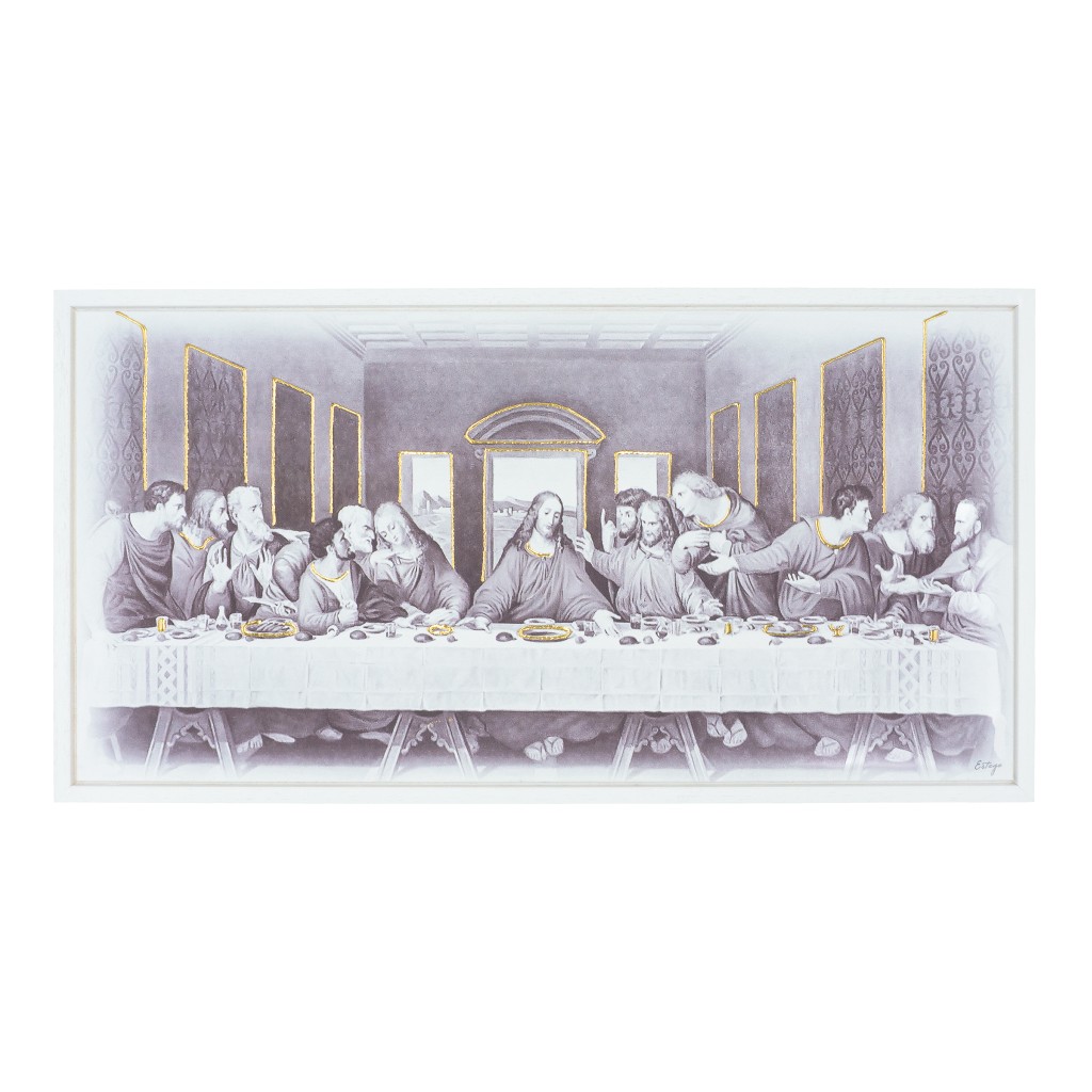 Quadro Duplo Última Ceia P/B 63x33cm