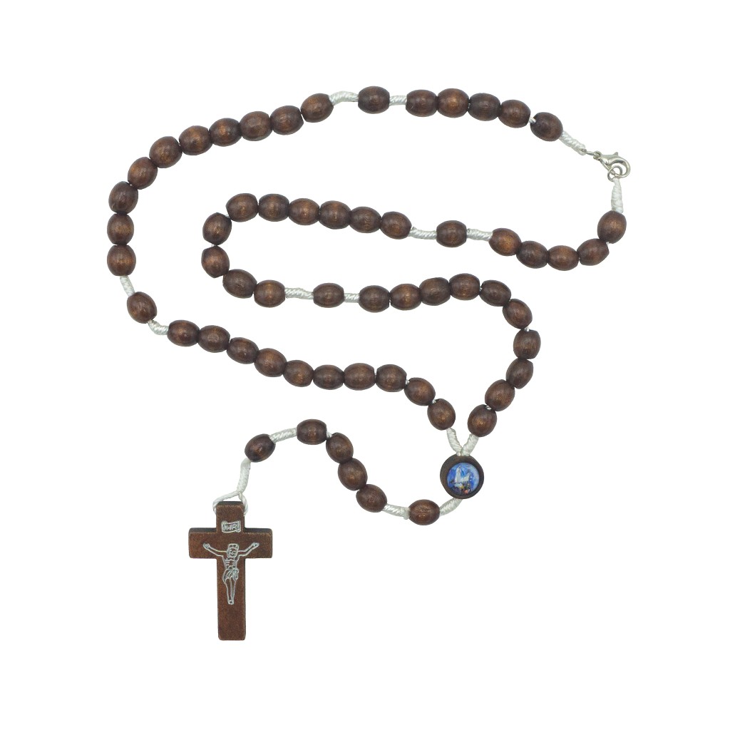 Terço em Cordão Conta Madeira C/ Mosquetão