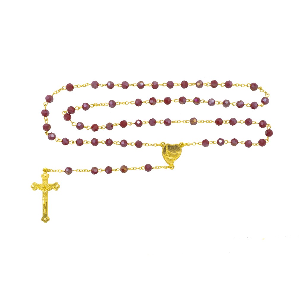 Terço Conta Cristal Div. Cores Cadeado Dourado