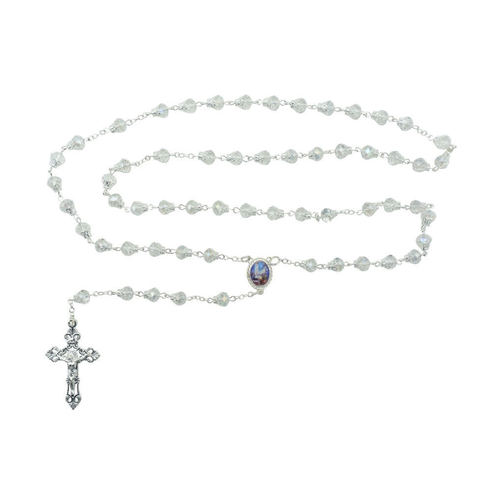 Terço de Fátima Conta Cristal Transparente