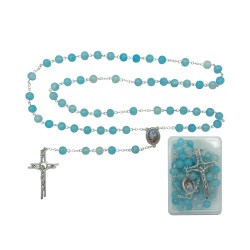 Terço de Fátima Prateado Conta Vidro Div. Cores C/ Cx.