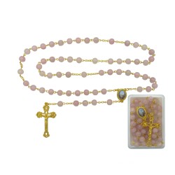 Terço de Fátima Dourado Conta Vidro Div. Cores C/ Cx.