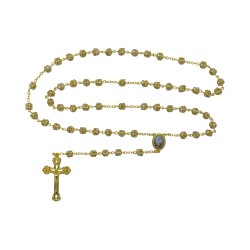 Terço de Fátima Dourado Conta C/ Brilhantes