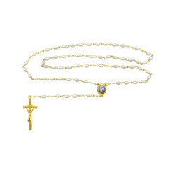 Terço Conta Pérola Oval Corrente Dourada Terço Conta Pérola Oval Corrente Dourada