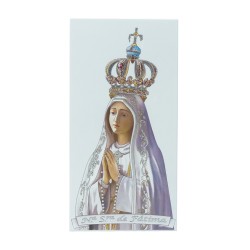 Placa C/ Fátima Coroada Col. C/ Fio Prateado 16x32cm Placa C/ Fátima Coroada Col. C/ Fio Prateado 16x32cm