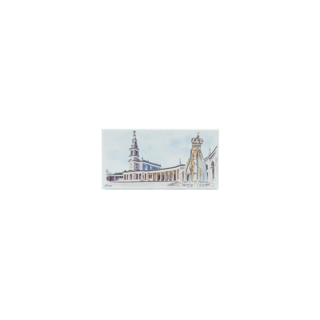 Placa C/ Santuário e Fátima Coroada Col. Arg. 12x6cm