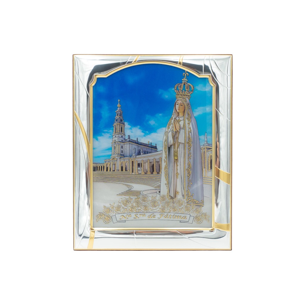 Placa C/ Moldura Bilaminada C/ Fátima e Santuário Col. 24x29cm