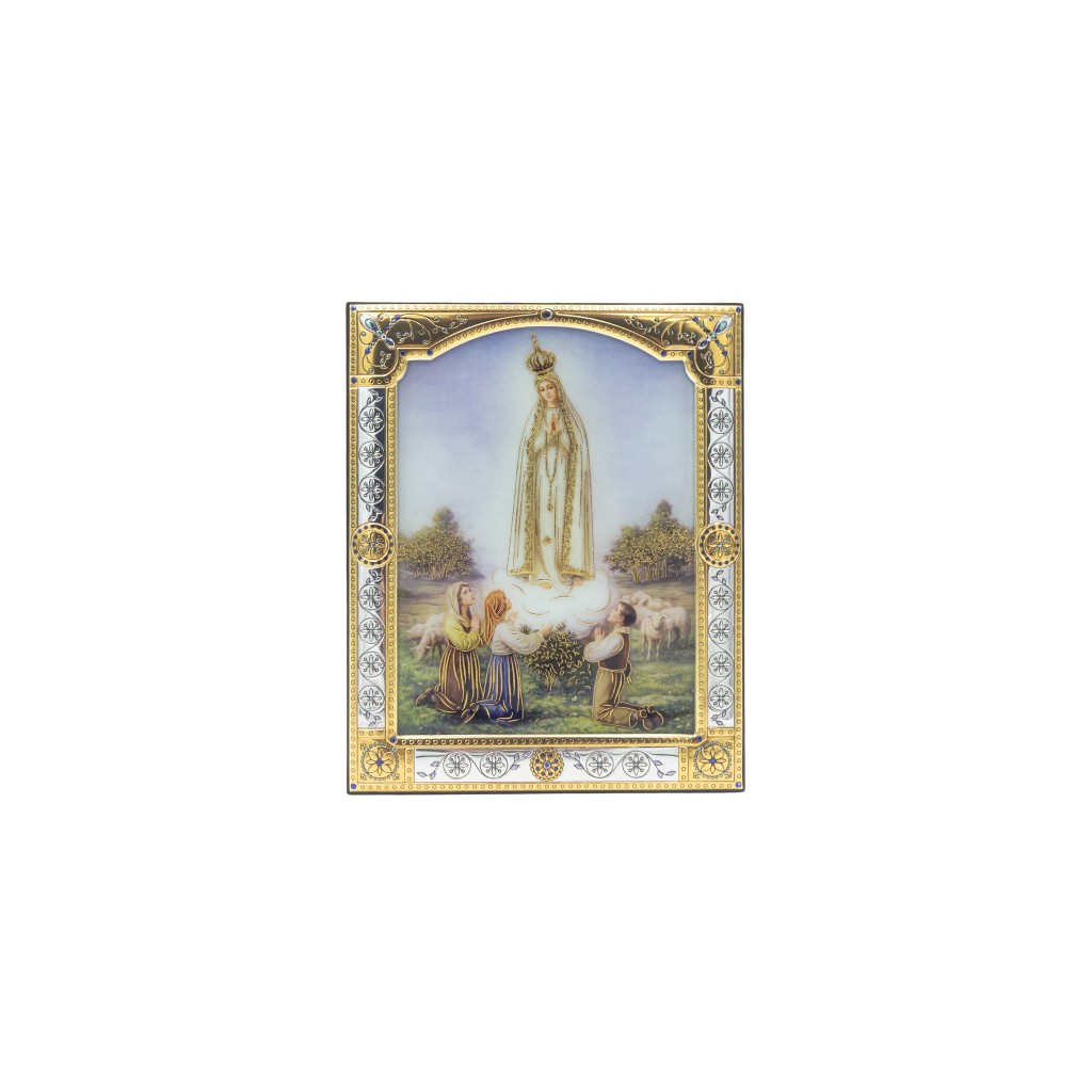 Placa C/ Moldura Bilaminada C/ Ap. Fátima Col. 13x18cm