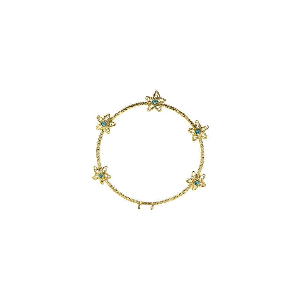 Aro de Filigrana C/ Pedras e 5 Flores 8cm