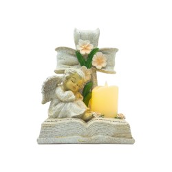 Anjo Sobre o Livro C/ Cruz C/ Mensagem C/ Vela Anjo Sobre o Livro C/ Cruz C/ Mensagem C/ Vela