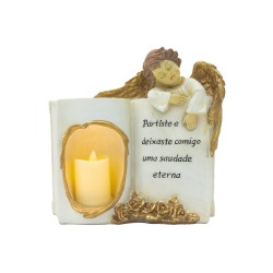 Anjo Sobre o Livro C/ Mensagem C/ Vela Anjo Sobre o Livro C/ Mensagem C/ Vela