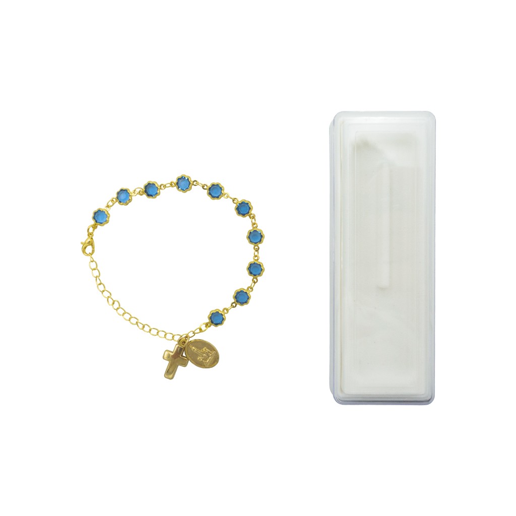 Pulseira Dezena de Fátima Dour. Div. Cores C/ Cx.