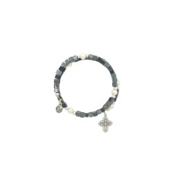 Pulseira Terço Hematite Medalha/Cruz Pulseira Terço Hematite Medalha/Cruz