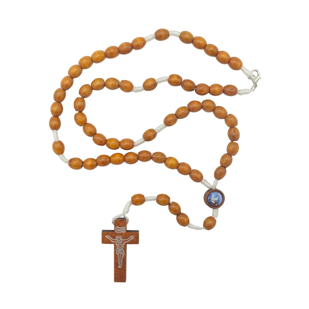 Terço em Cordão Conta Madeira C/ Mosquetão