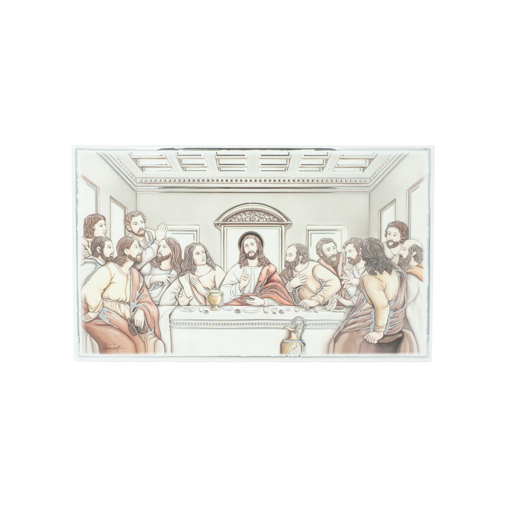 Placa C/ Última Ceia Colorida 30x18cm