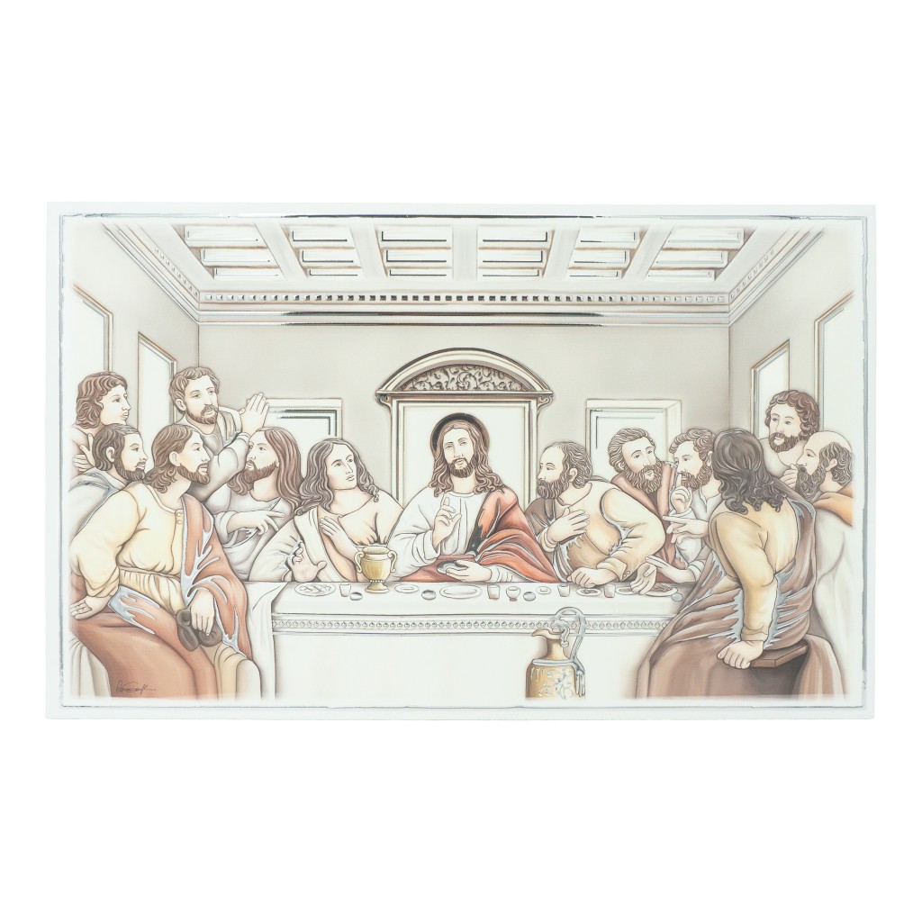 Placa C/ Última Ceia Colorida 45x28cm