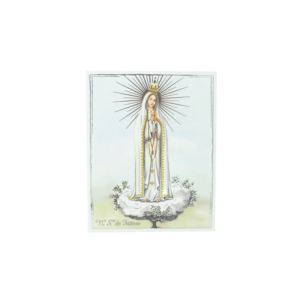 Placa Colorida Nª Sra Fátima e Bilaminado 20 x 25cm