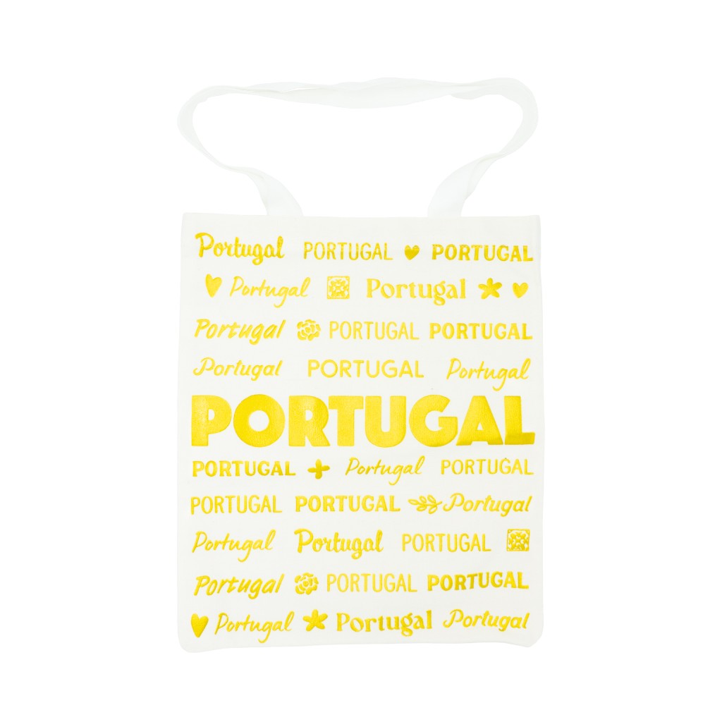 Saco de Algodão Branco C/ Portugal Dourado