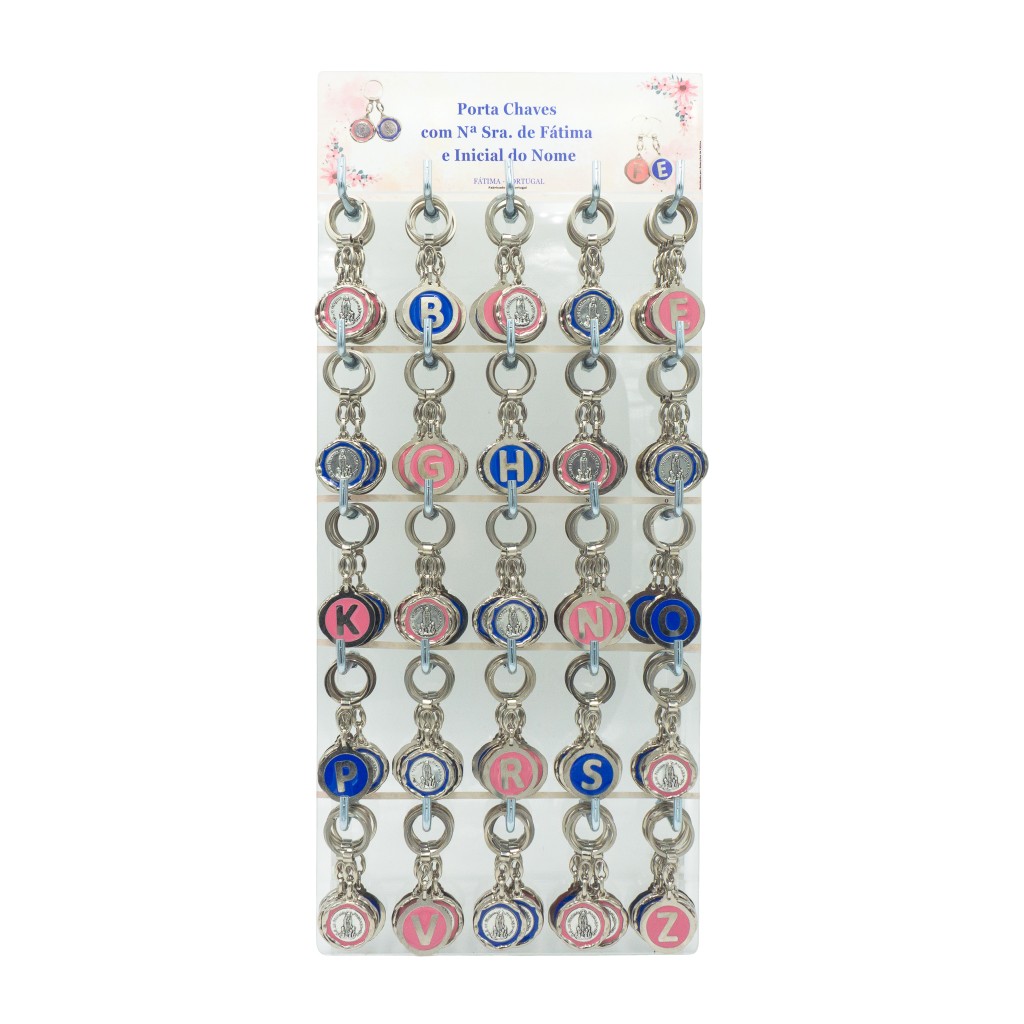 Porta Chaves Metal Rosa/Azul C/ Inicial