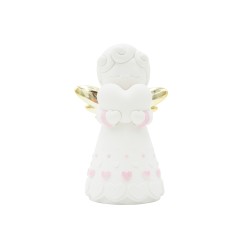 Anjo Branco C/ Corações Rosa/ Asas Douradas 20cm