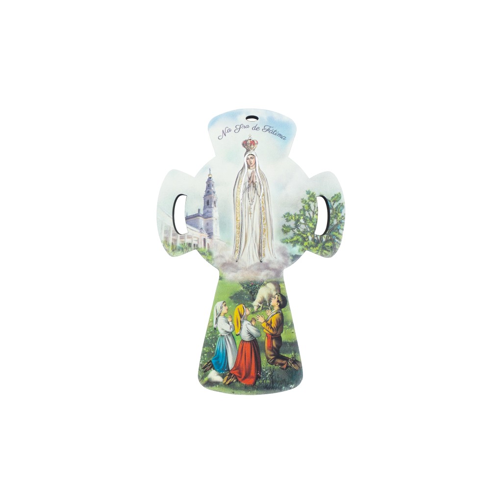 Cruz C/ Aparição de Fátima Colorida 11x17cm