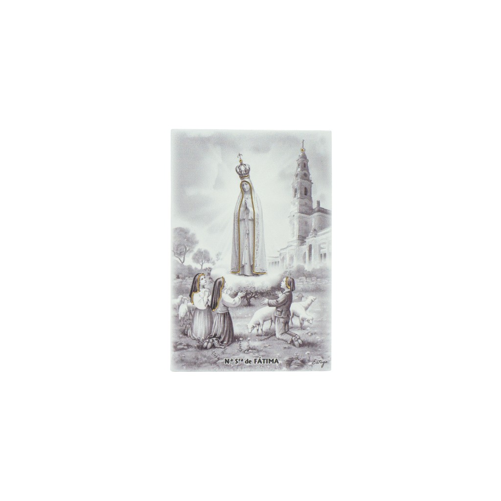 Placa C/ Aparição de Fátima P/B 11x17cm