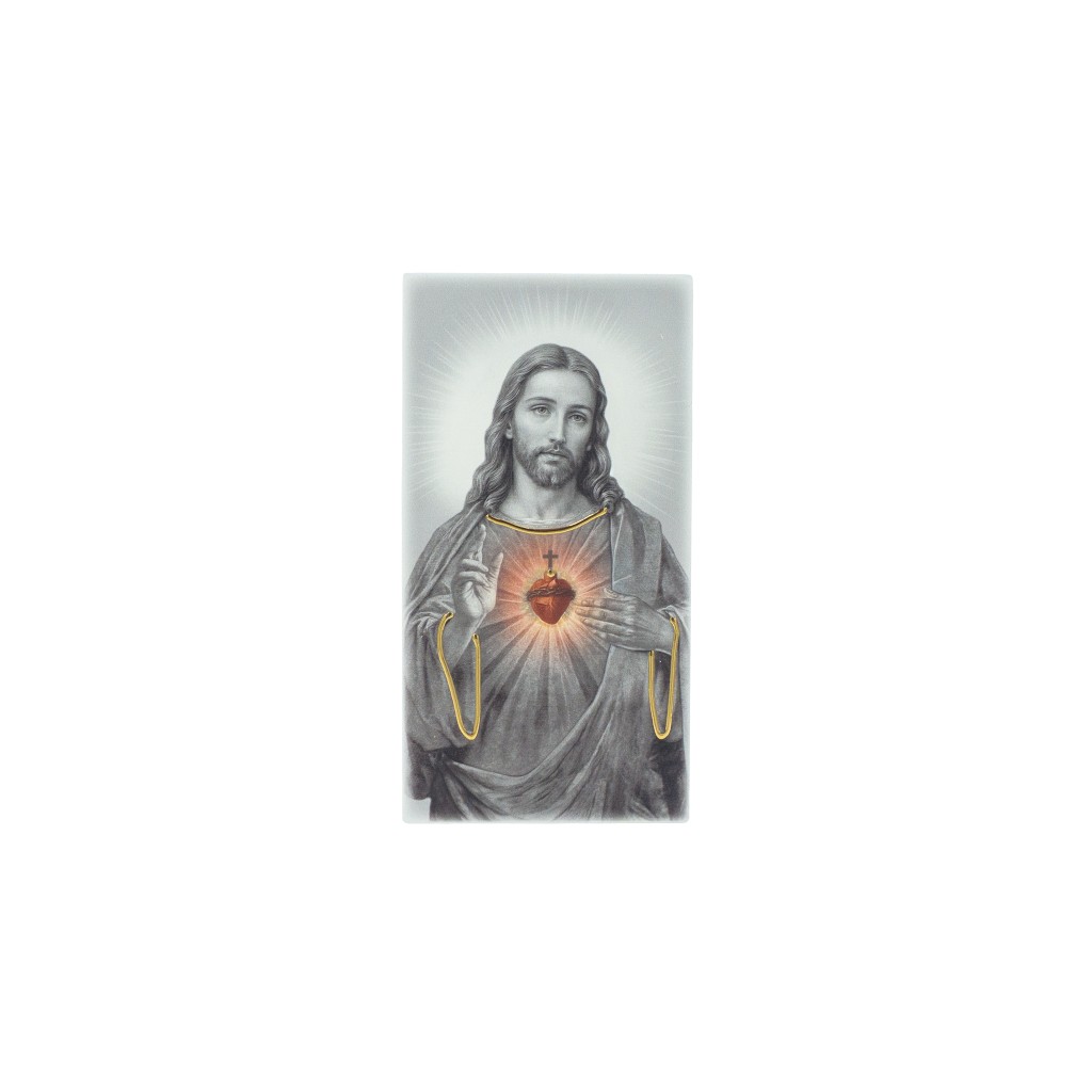 Quadro/ Placa C/ S. C. de Jesus P/B 9x17.5cm