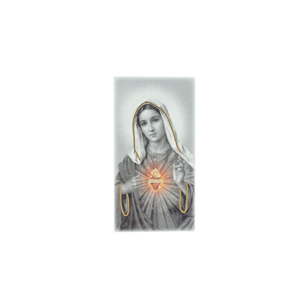 Quadro/ Placa C/ S. C. de Maria P/B 9x17.5cm