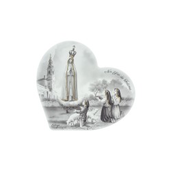 Quadro/ Placa Coração C/ Aparição e Santuário P/B 20x18cm Quadro/ Placa Coração C/ Aparição e Santuário P/B 20x18cm
