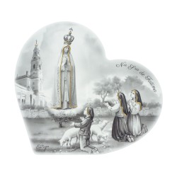 Quadro/ Placa Coração C/ Aparição e Santuário P/B 36x33cm Quadro/ Placa Coração C/ Aparição e Santuário P/B 36x33cm
