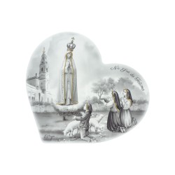 Quadro/ Placa Coração C/ Aparição e Santuário P/B 28x26cm Quadro/ Placa Coração C/ Aparição e Santuário P/B 28x26cm