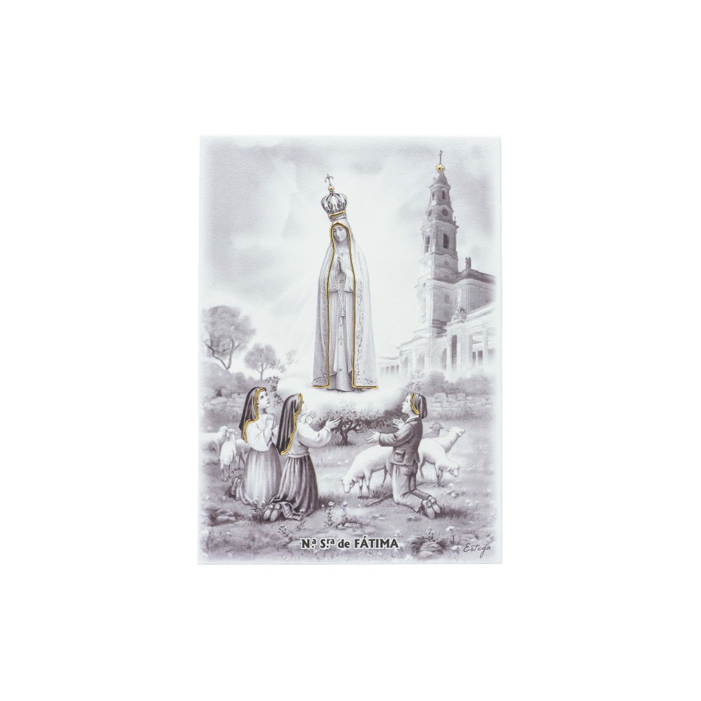 Quadro/ Placa C/ Aparição e Santuário P/B 17x25cm