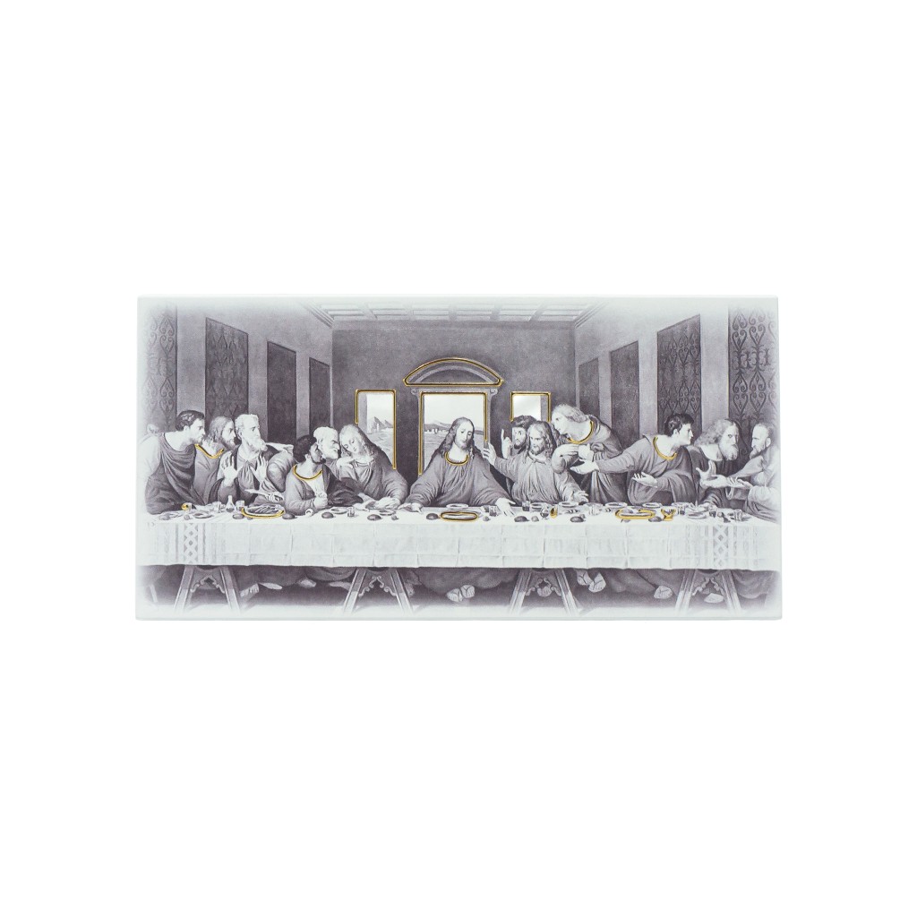 Quadro/ Placa Última Ceia P/B 12x24cm