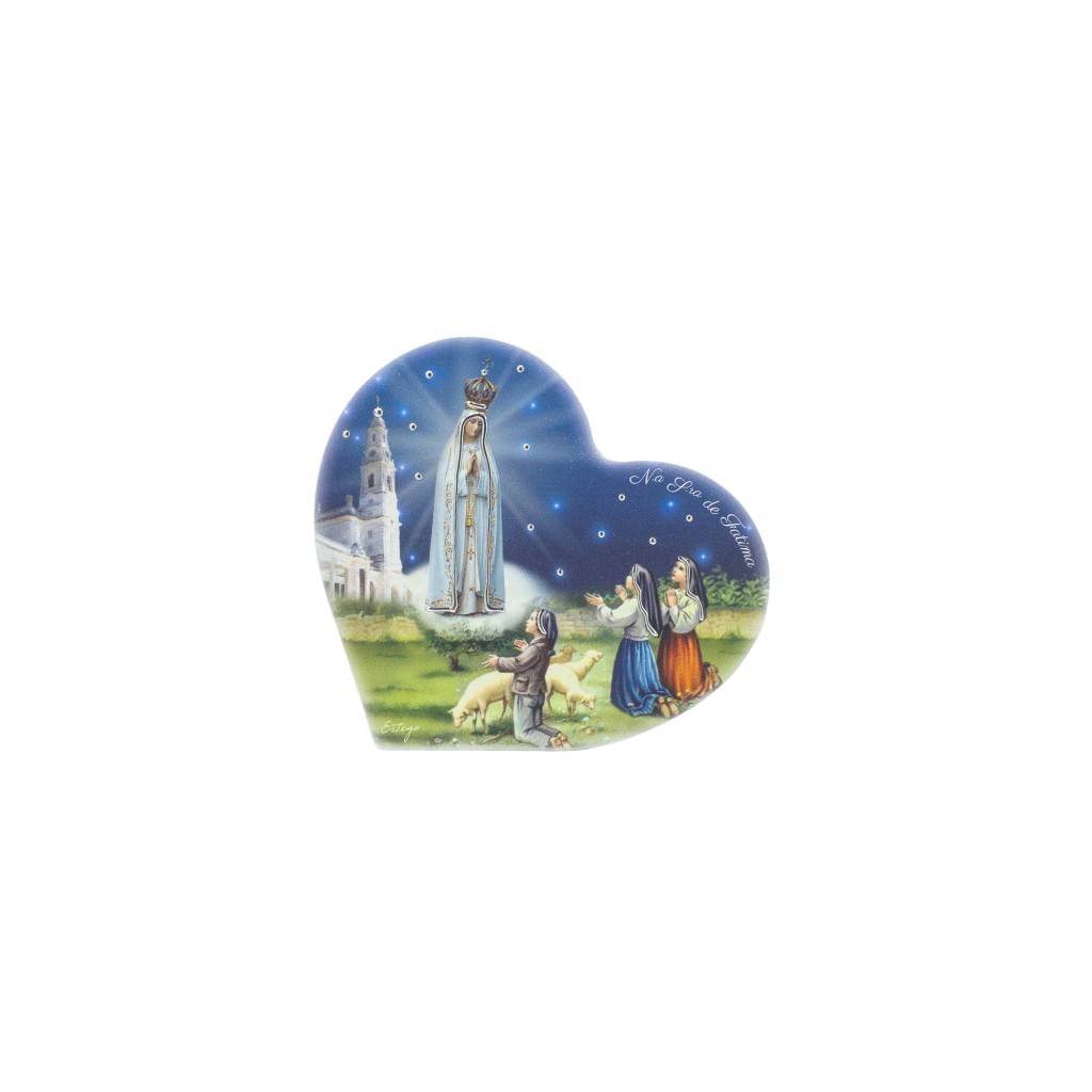 Quadro/ Placa Coração C/ Aparição e Santuário Color. 15x14cm