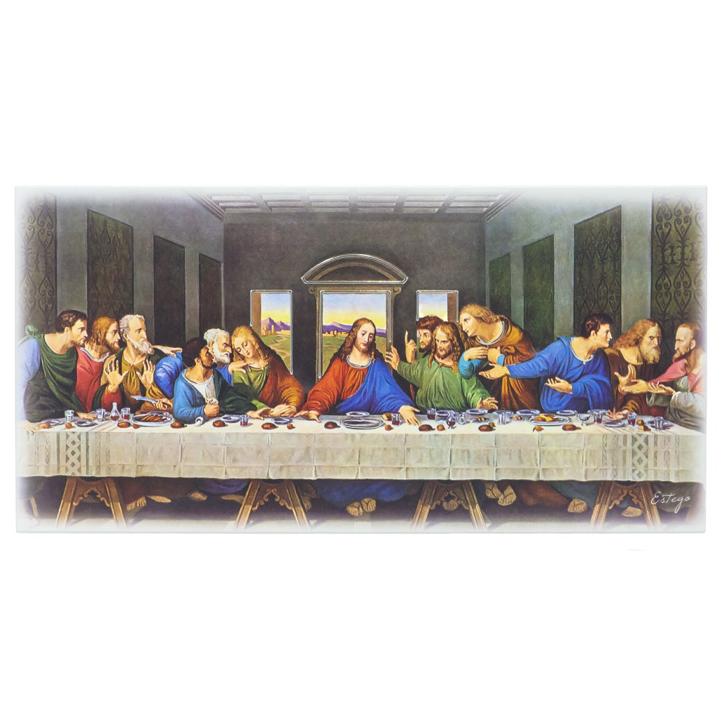 Quadro/ Placa Última Ceia Colorida 18x36cm