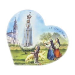 Quadro/ Placa Coração C/ Aparição e Santuário Color. 36x33cm Quadro/ Placa Coração C/ Aparição e Santuário Color. 36x33cm