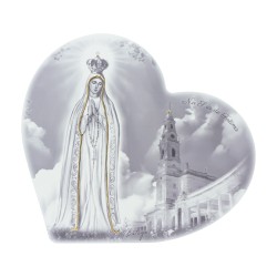 Quadro/ Placa Coração C/ Coroada e Santuário P/B 36x33cm Quadro/ Placa Coração C/ Coroada e Santuário P/B 36x33cm