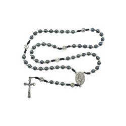 Terço de Fátima Hematite Cordão Preto Terço de Fátima Hematite Cordão Preto
