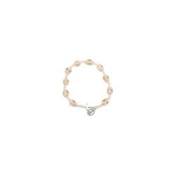 Pulseira Dezena Rosa Com Cruz e Medalha Pulseira Dezena Rosa Com Cruz e Medalha